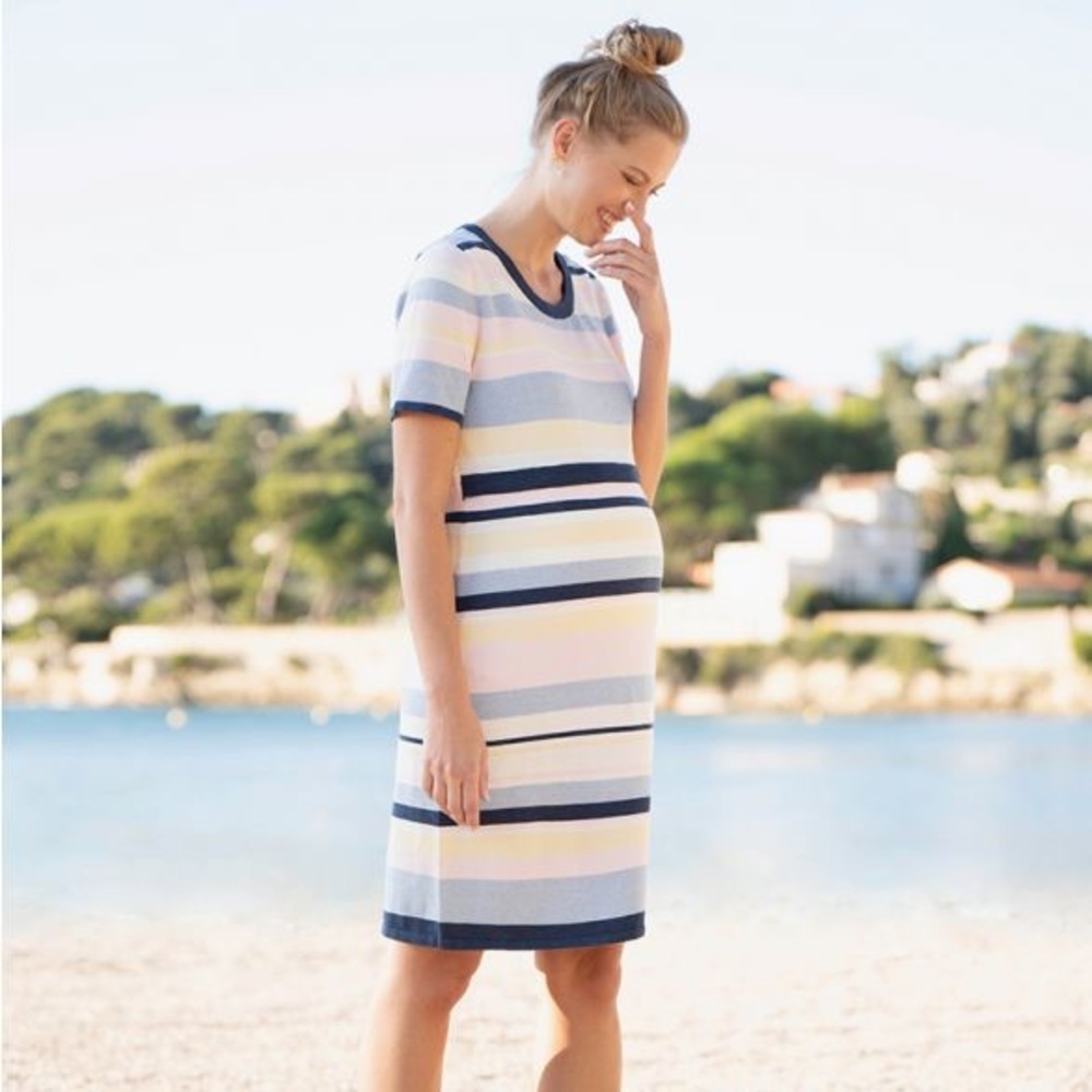 Seraphine Multi Stripe Knit Maternity to Nursing Dress